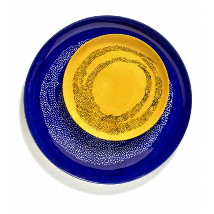 Assiette de Service Feast Lapis Lazuli Swirl-Dots Blanc