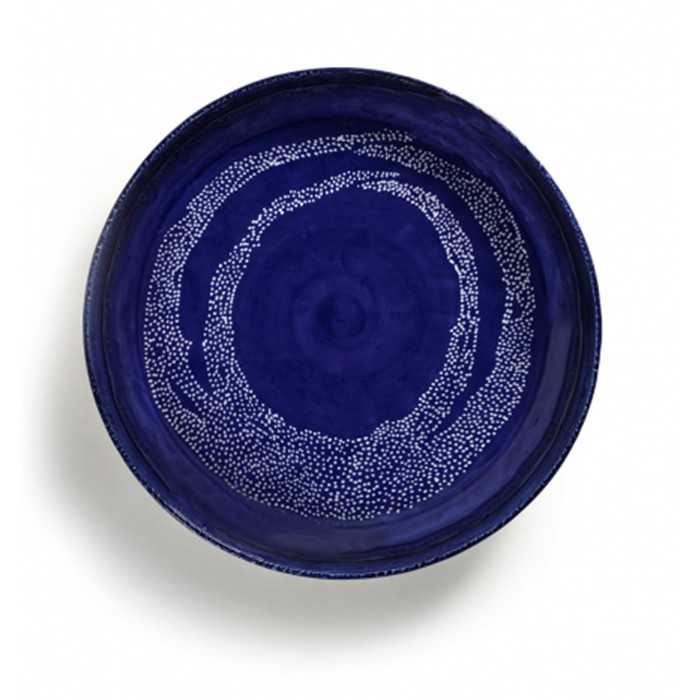 Plat de Service Feast M Lapis Lazuli Swirl-Dots Blanc